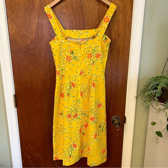 Vintage Yellow Cotton Dress With Daffodils Sz M - Picture 5 of 7